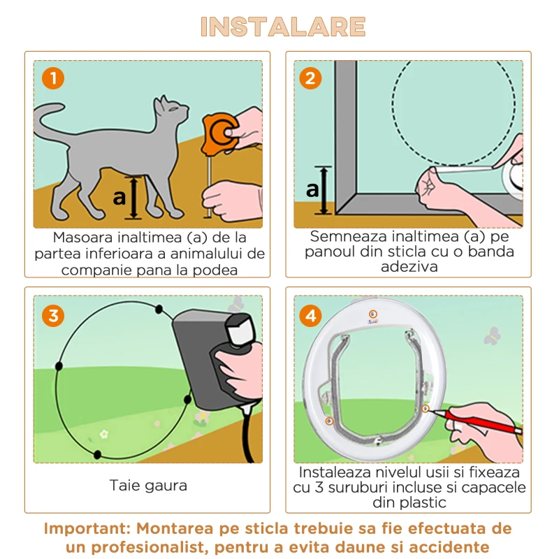 PawHut usa batanta pentru pisici, Φ30x4 cm, alba