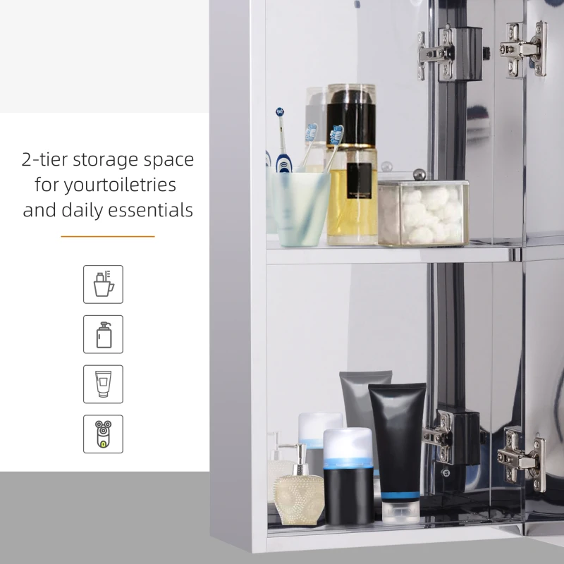 HOMCOM Stainless Steel Mirror Storage Cabinet-Silver(m-5)