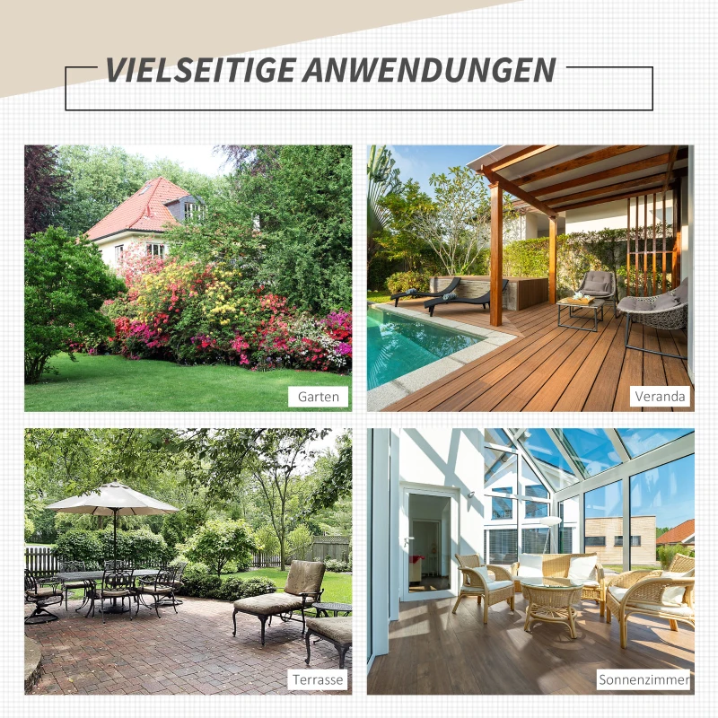 Outsunny 4-delig Poly rotan stoelen opvouwbare tuinstoel met rugleuning buiten staal