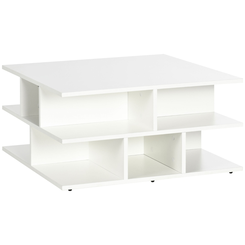 HOMCOM Tavolino da Salotto Rettangolare Classico con Ripiano Portaoggetti Legno 90×45×44.5cm