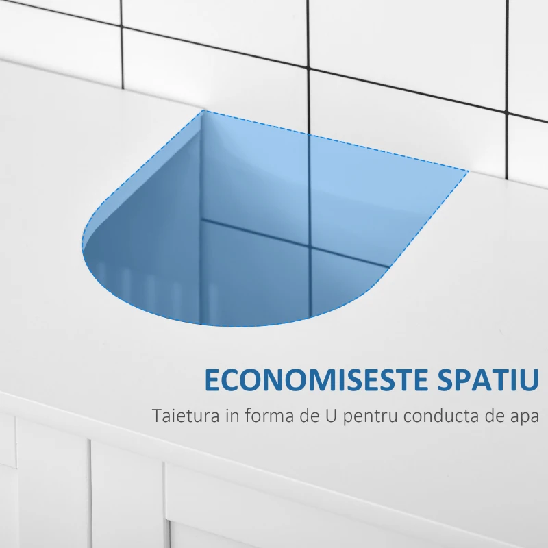 kleankin Dulapior de Baie sub Lavoar cu 2 Usi din MDF cu Economisire de Spatiu cu Etajere Reglabile 60x30x60cm Alb(m-5)
