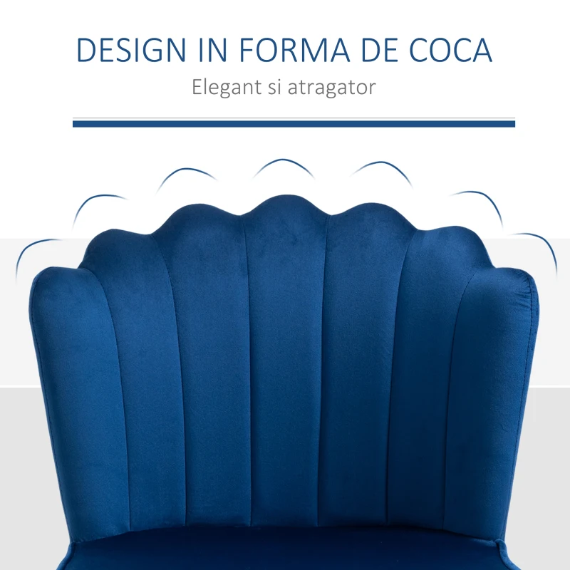 HOMCOM Set 2 Scaune Moderne si Capitonate pentru Salon 57x58x88cm Albastru