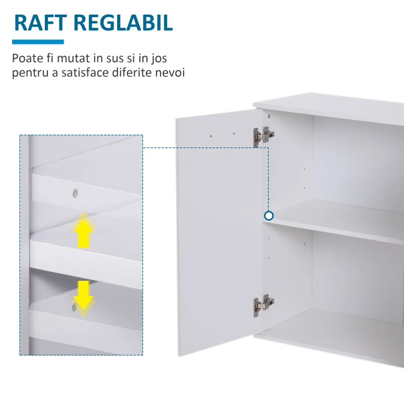 HOMCOM Dulapior cu 3 Usi si 2 Sertare in Lemn Granulat, Alb, 106x35x76cm(m-5)