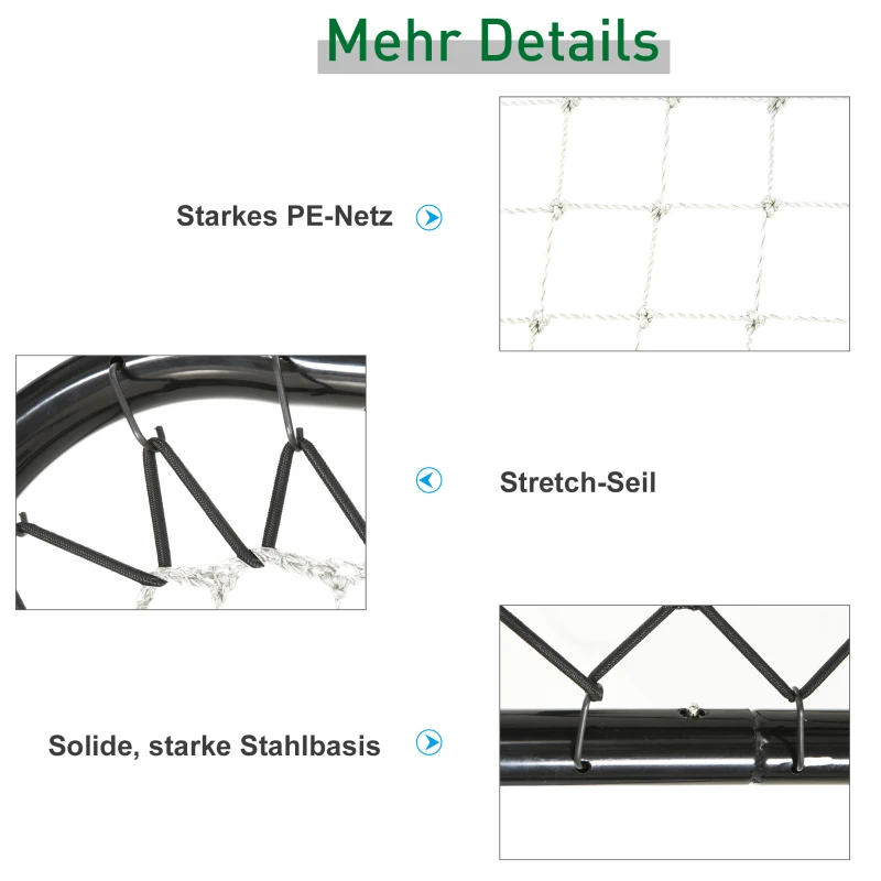 Rebounder do bejsbola bramka odbijająca rama z siatką składana metal+ PE czarny