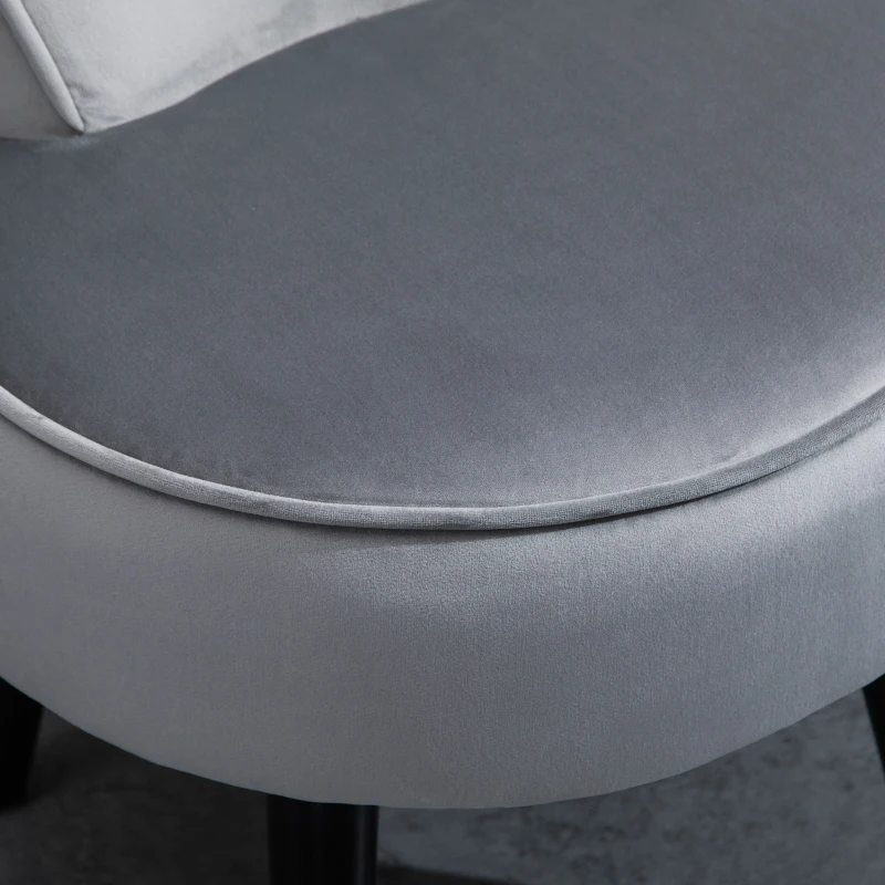 HOMCOM Fußhocker moderner Sitzhocker mit Rücklehne Ottomane für Schlafzimmer Wohnzimmer Velvet-feel Fabric Tannenholz Schaumstoff Grau 47 x 48 x 54 cm