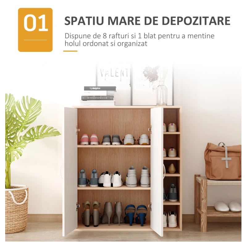 Homcom Dulap de Perete 2 Usi – Lemn cu Rafturi Reglabile 80×32×90,5 cm(m-5)