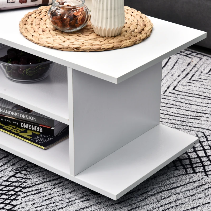 HOMCOM SZAFKA RTV NA KÓŁKACH BIAŁA