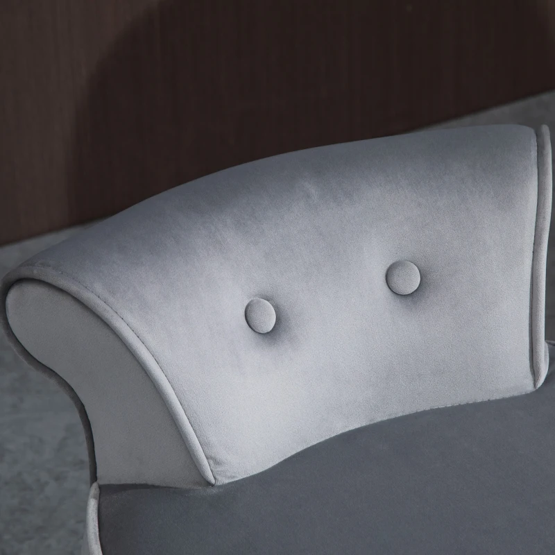 HOMCOM Fußhocker moderner Sitzhocker mit Rücklehne Ottomane für Schlafzimmer Wohnzimmer Velvet-feel Fabric Tannenholz Schaumstoff Grau 47 x 48 x 54 cm