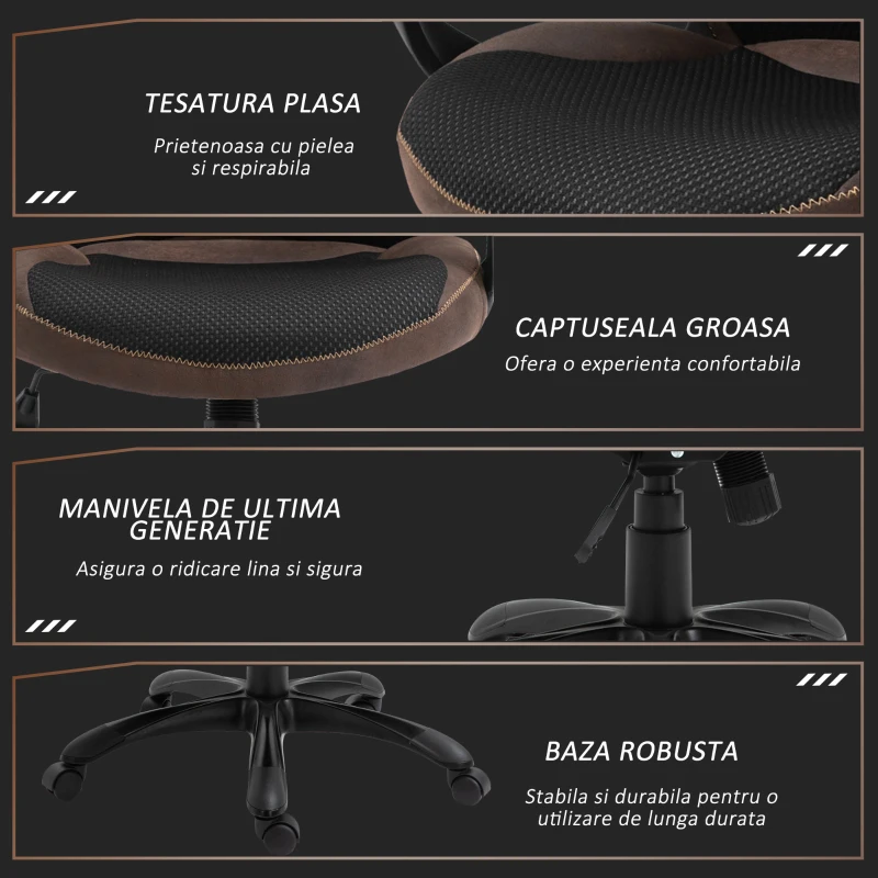 Vinsetto Scaun Gaming Reglabil pe Inaltime si Balansoar, Pivotant 360°