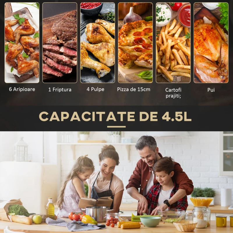 HOMCOM friteuza 12 programe, 3L, Air Fryer 1300W 29,5x23,8x30,3cm