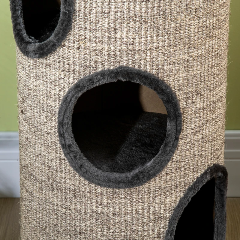 PawHut Cat Scratching Post with 3 Levels, including Sisal Scratching Area, Cat Scratching Post, 38 cm x 38 cm x 70 cm, Gray