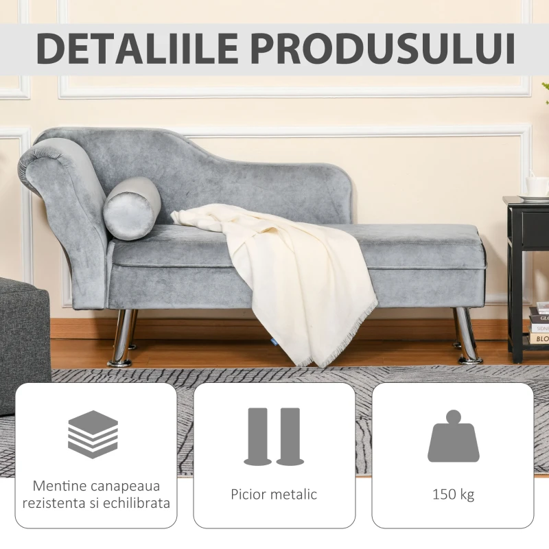 HOMCOM sezlong de interior, perna inclusa, 160x56x75 cm