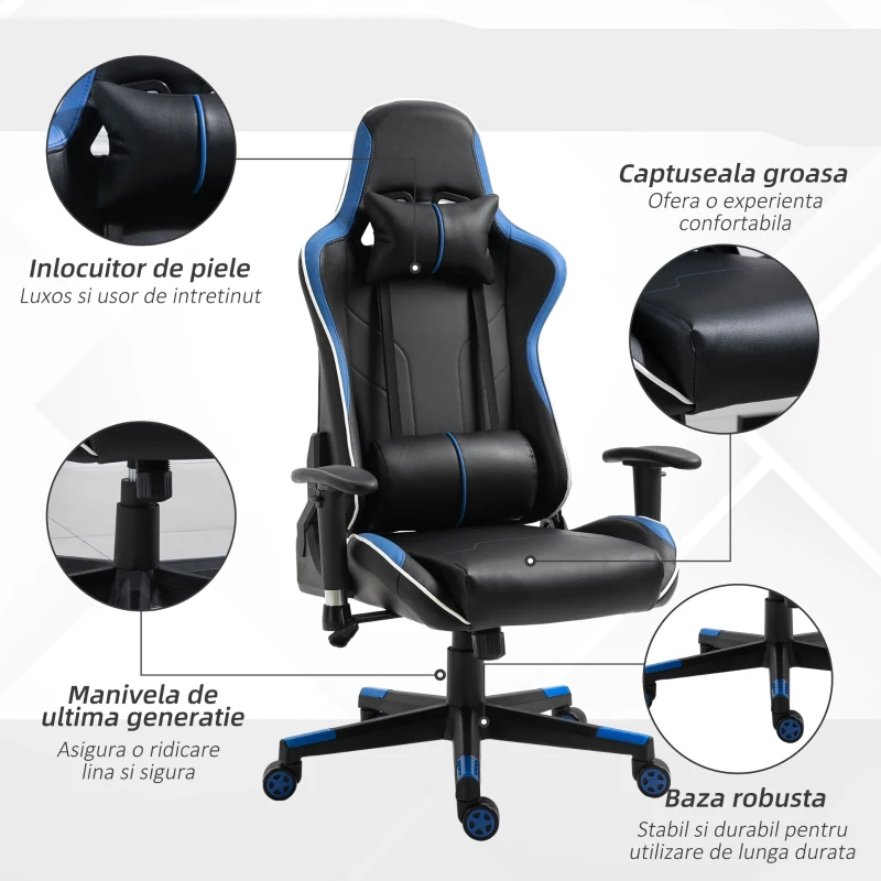Vinsetto Fotoliu de Gaming Inaltime si Spatar Ajustabile tetiera si perna lombara