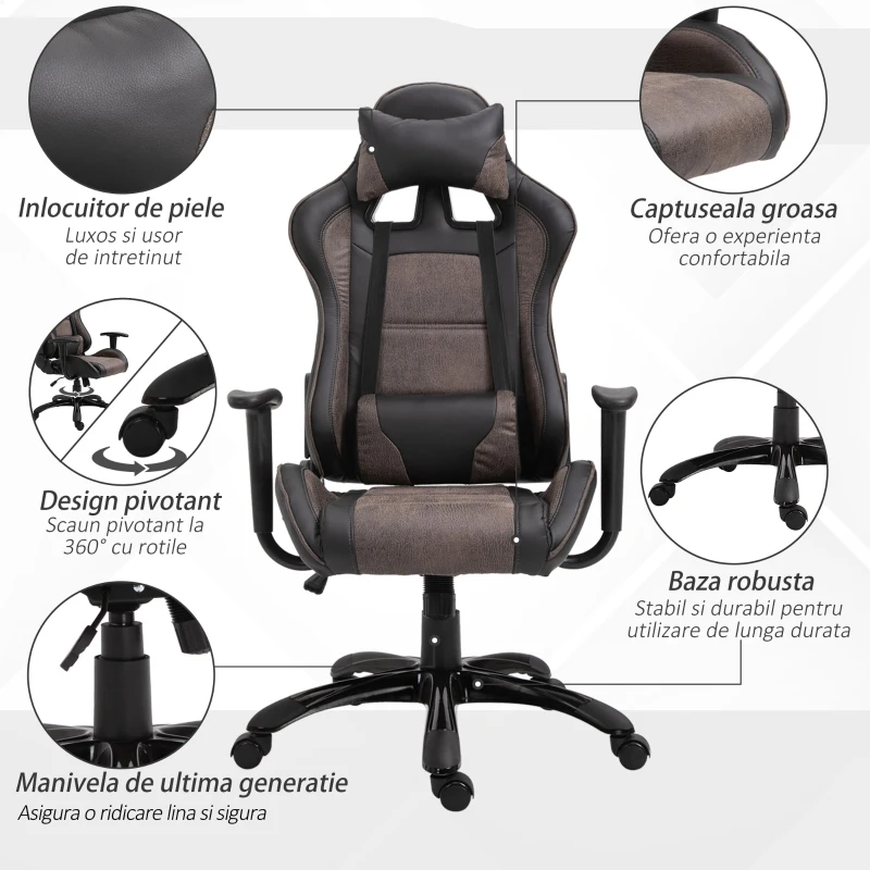 Vinsetto scaun ergonomic de birou,64.5x54x120.5-130cm, maro