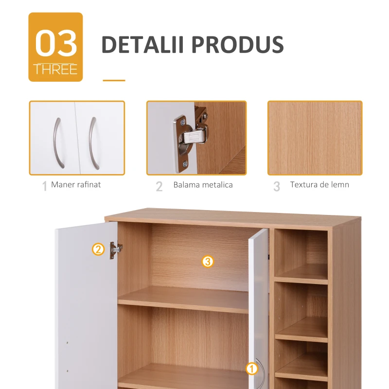 Homcom Dulap de Perete 2 Usi – Lemn cu Rafturi Reglabile 80×32×90,5 cm(m-7)