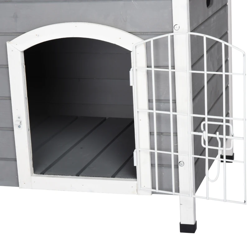 PawHut Buda dla psa Domek dla psa z drzwiami Budka dla psa Druciana klatka dla kotów jodła szary