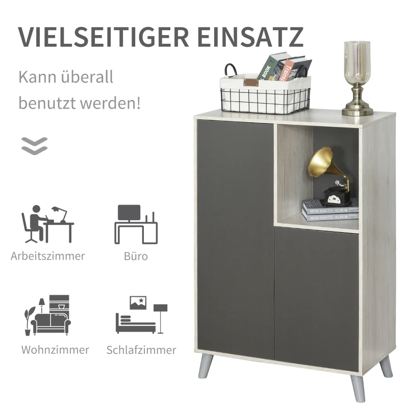 HOMCOM Bücherregal Bücherschrank Standschrank Aktenschrank Mehrzweckschrank Spanplatte Dunkelgrau 80 x 40 x 120 cm