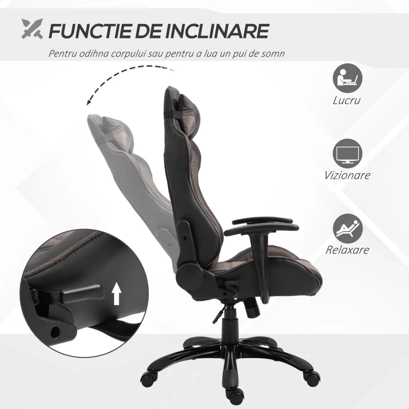 Vinsetto scaun ergonomic de birou,64.5x54x120.5-130cm, maro