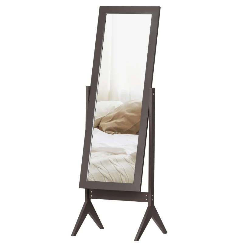 Homcom® Lustro Stojące Duże do Makijażu Podwyższone Nóżki Łatwe Czyszczenie MDF Kawowy 47 X 46 X 148 cm