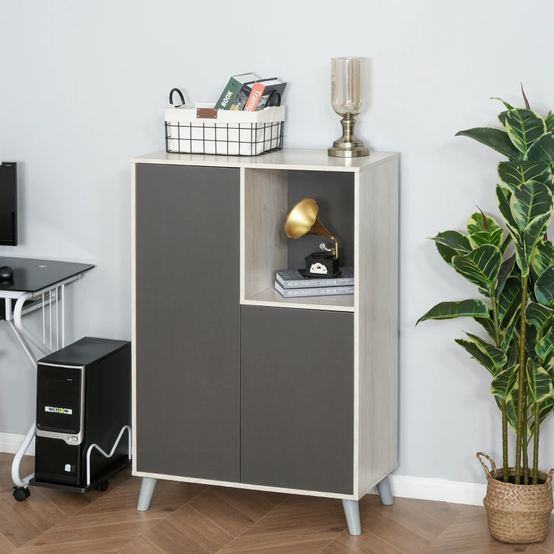 HOMCOM Bücherregal Bücherschrank Standschrank Aktenschrank Mehrzweckschrank Spanplatte Dunkelgrau 80 x 40 x 120 cm