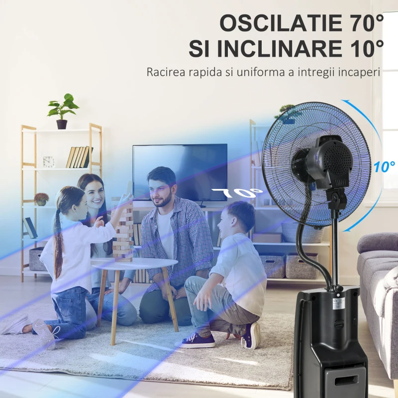 HOMCOM ventilator nebulizator cu telecomanda 44,5x135cm