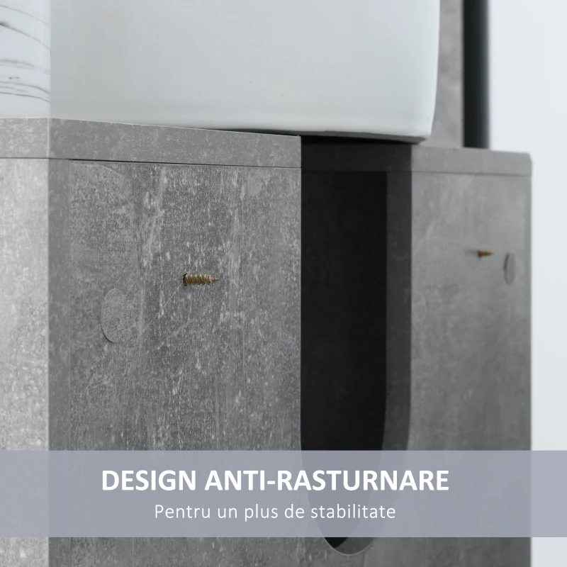 kleankin Dulapior Subchiuveta cu Decupare in forma de U si 6 Etajere din Lemn, 60x30x68cm - Alb/Gri(m-6)