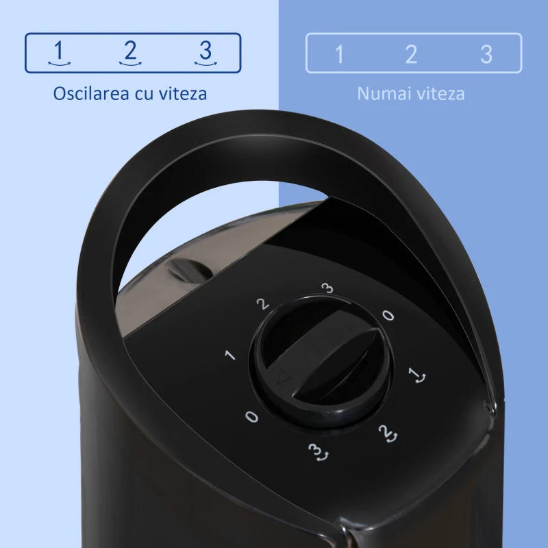 HOMCOM Ventilator tip Coloana Turn 3 Viteze Oscilatie 70° si Maner
