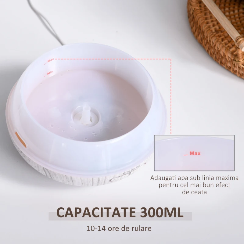 HOMCOM Difuzor de arome cu uleiuri esentiale pentru ambianta cu temporizator culoare alb