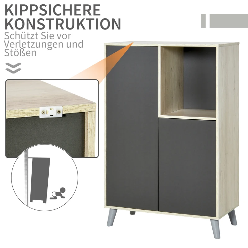 HOMCOM Bücherregal Bücherschrank Standschrank Aktenschrank Mehrzweckschrank Spanplatte Dunkelgrau 80 x 40 x 120 cm