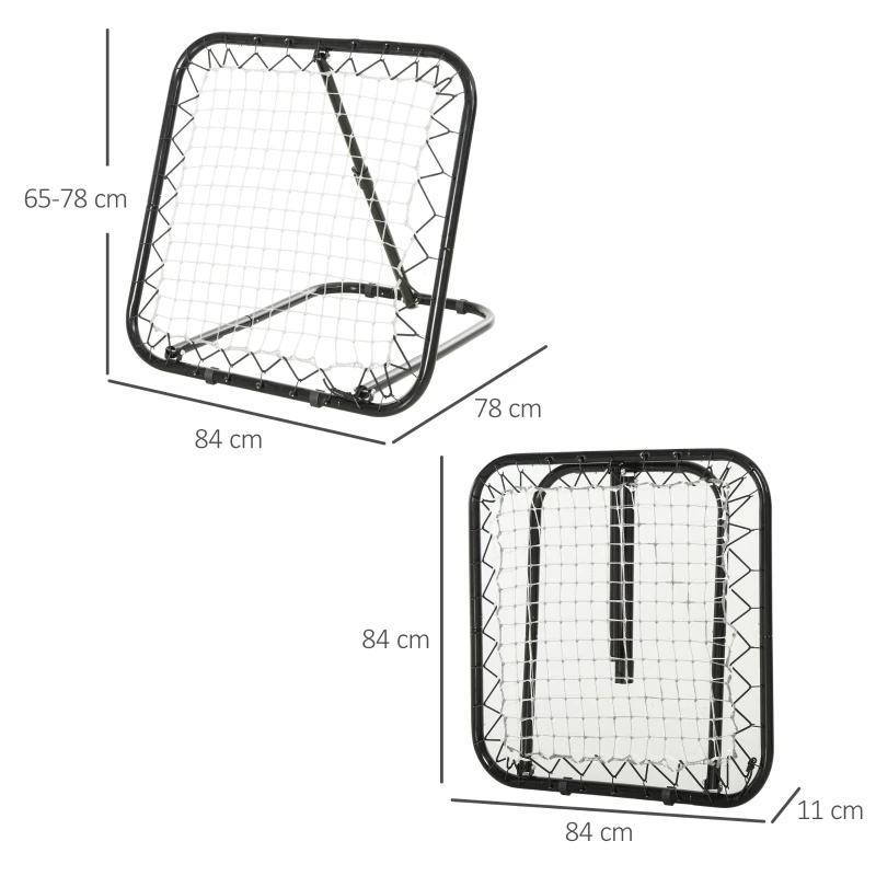 Rebounder do bejsbola bramka odbijająca rama z siatką składana metal+ PE czarny