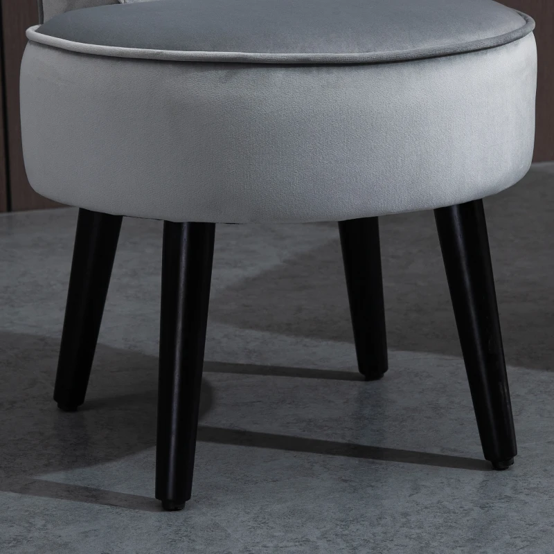 HOMCOM Fußhocker moderner Sitzhocker mit Rücklehne Ottomane für Schlafzimmer Wohnzimmer Velvet-feel Fabric Tannenholz Schaumstoff Grau 47 x 48 x 54 cm