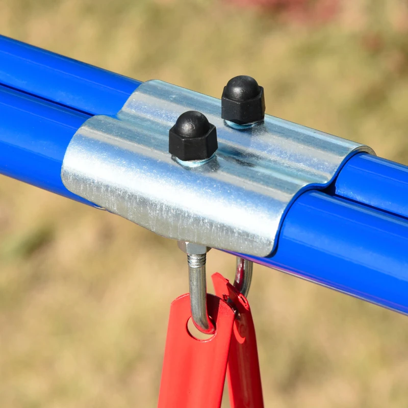 Outsunny leagan metalic pentru copii 140x110x120 cm, albastru