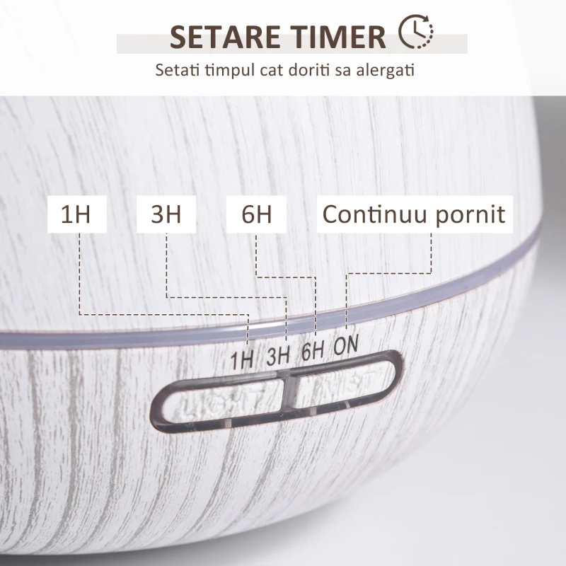 HOMCOM Difuzor de arome cu uleiuri esentiale pentru ambianta cu temporizator culoare alb