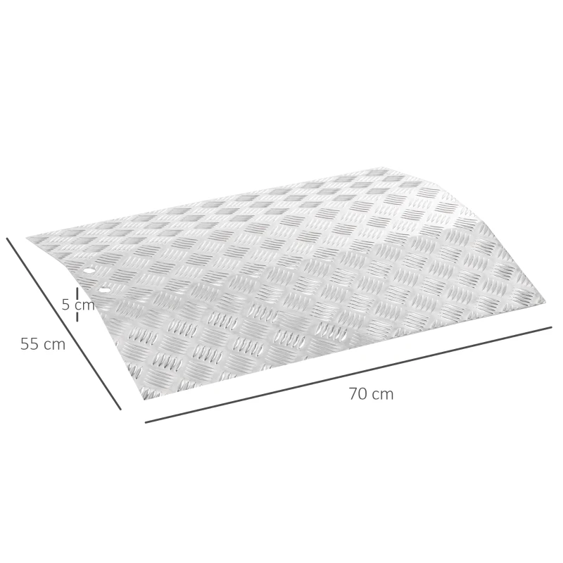 HOMCOM Rollstuhlrampe Auffahrrampe rutschfest Aluminium Silber