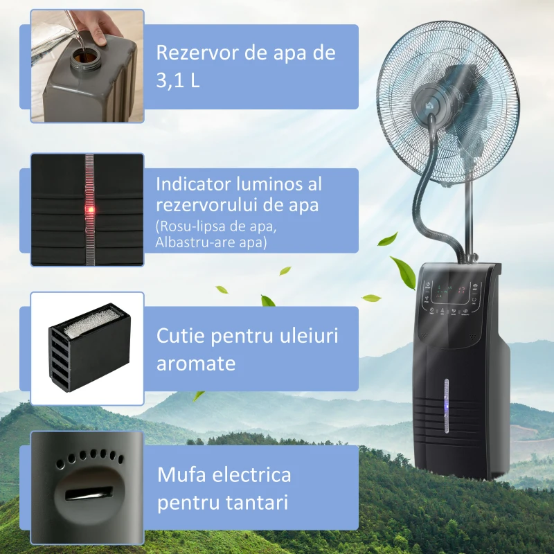 HOMCOM ventilator nebulizator cu telecomanda 44,5x135cm