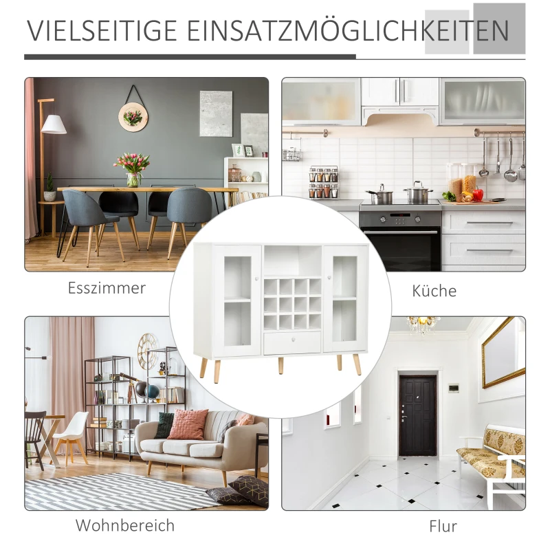 Kredens kuchenny ze szklanymi drzwiami szuflada półka na 12 butelek wina