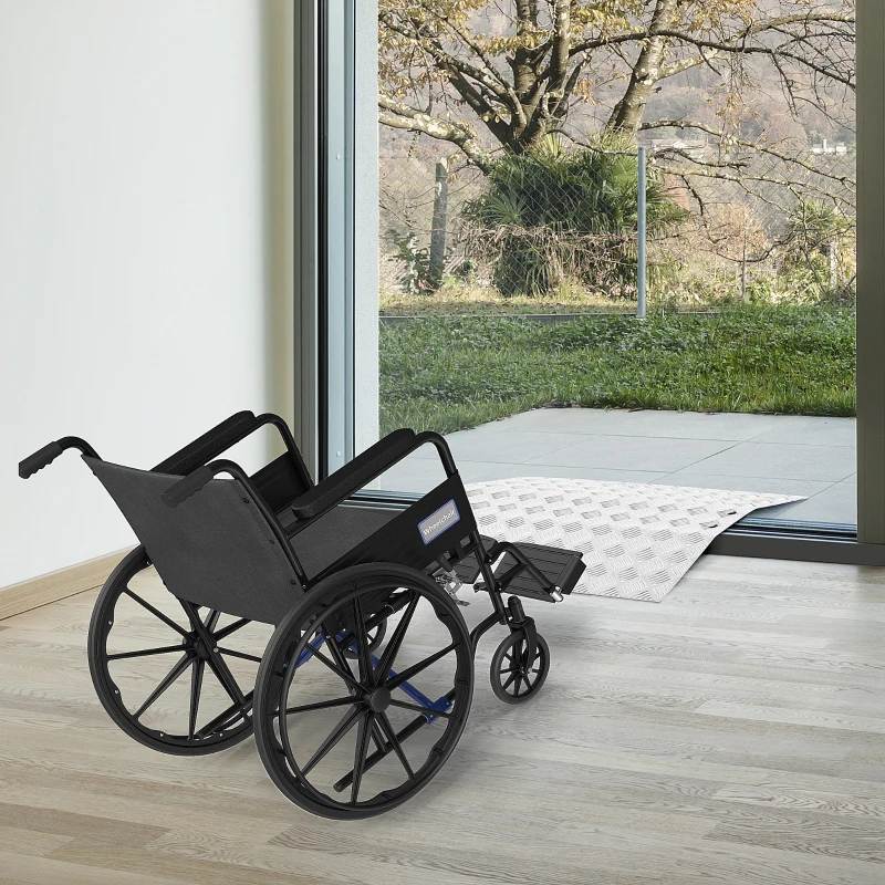 HOMCOM Rollstuhlrampe Auffahrrampe rutschfest Aluminium Silber