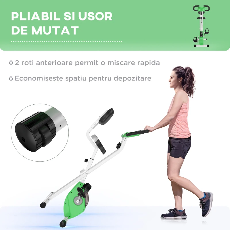 HOMCOM Bicicleta pliabila magnetica 8 niveluri de rezistenta scaun reglabil