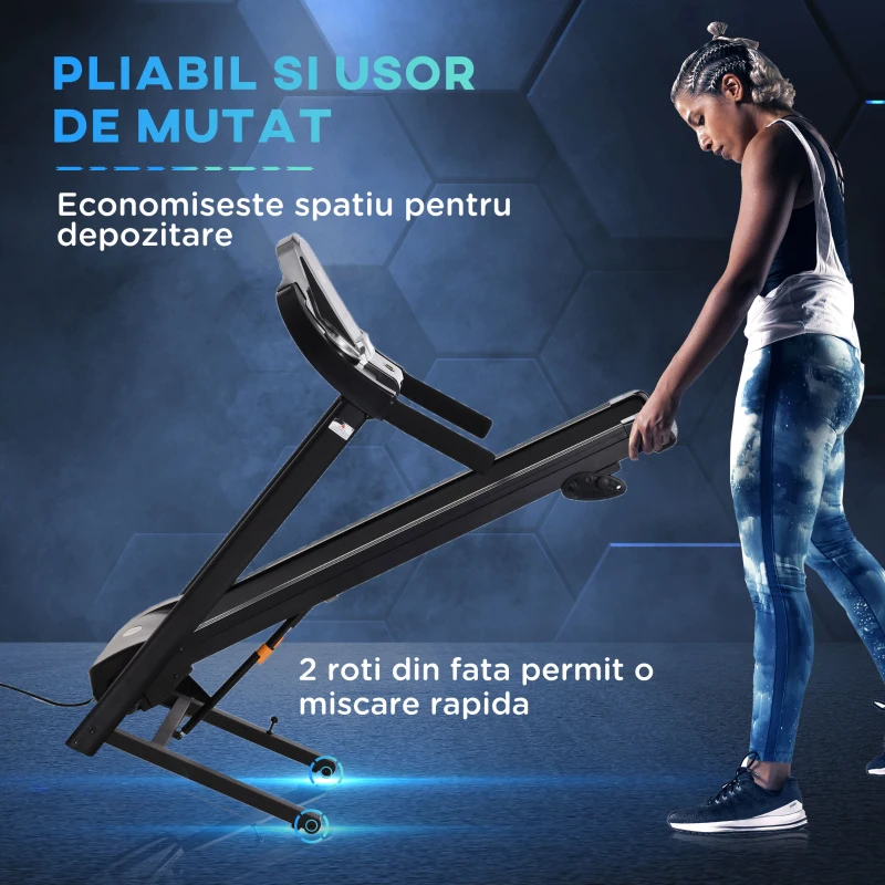 HOMCOM Banda de Alergare Electrica Pliabila Viteza 1-12km/h Display 12 Programe