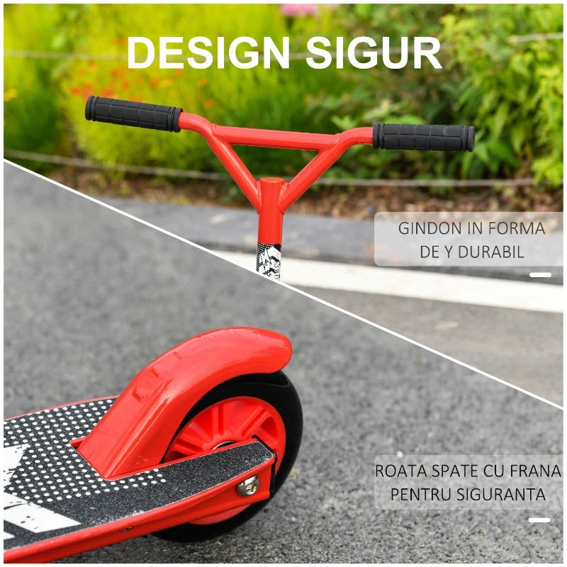 HOMCOM Trotineta pentru Adulti din Aluminiu cu Maner Ergonomic Rosie