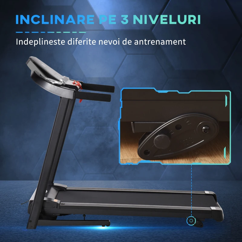 HOMCOM Banda de Alergare Electrica Pliabila Viteza 1-12km/h Display 12 Programe