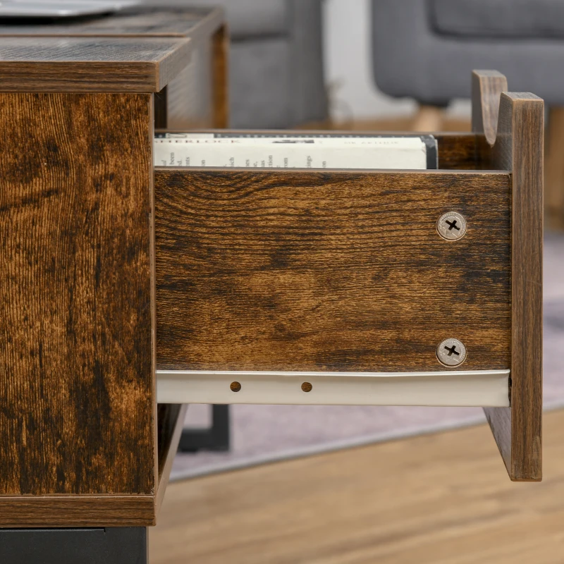 HOMCOM Salontafel Woonkamertafel Koffietafel met Verstelbaar Blad Spaanplaat Bruin 100 x 60 x 44 cm(m-8)