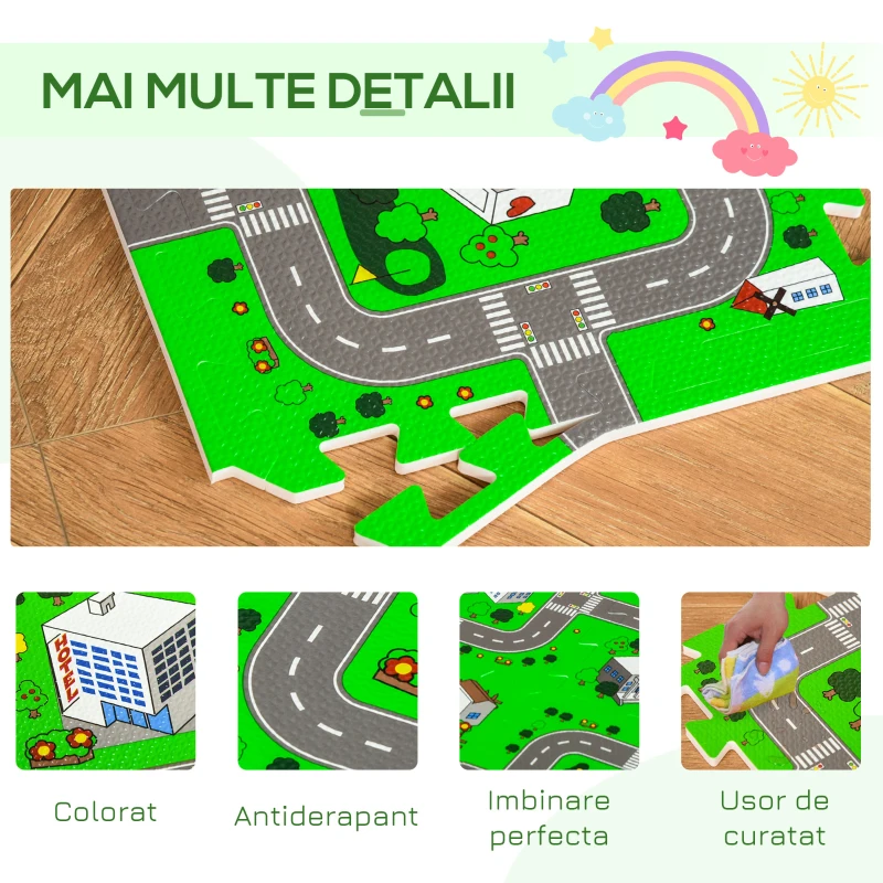 HOMCOM covor puzzle 36 bucati, antiderapant, 3.24㎡