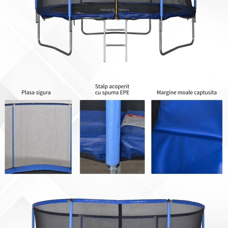 HOMCOM trambulina pentru copii si adulti, Φ305cm, albastru