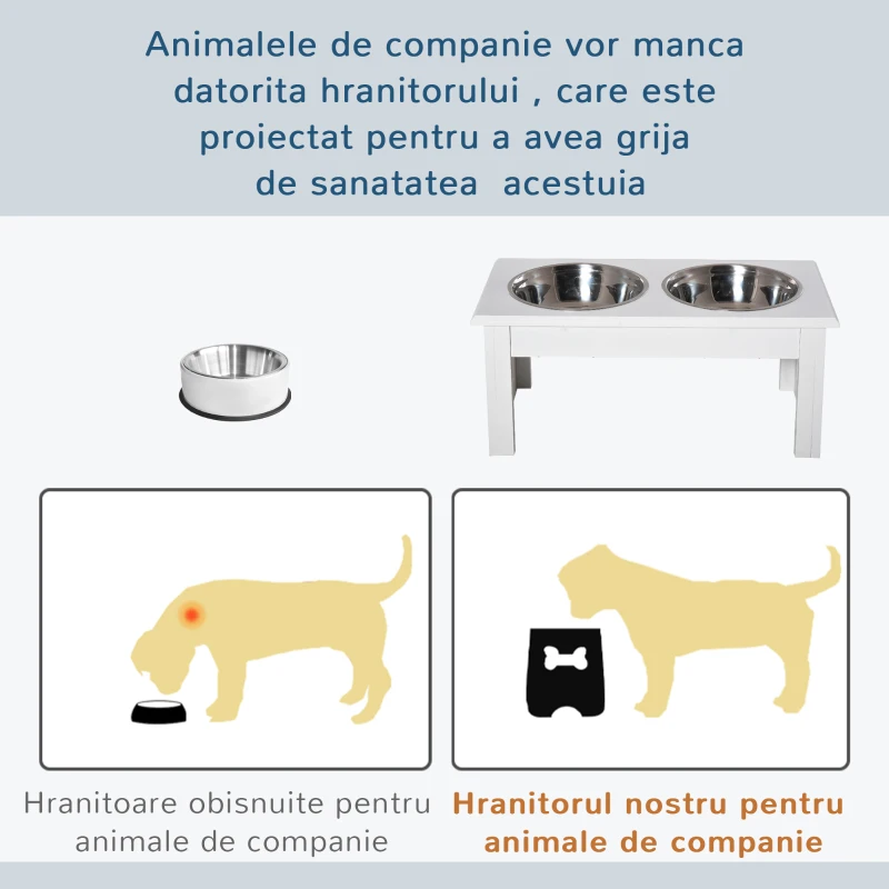 PawHut boluri hrana animale, suport inclus, 44x24x15cm