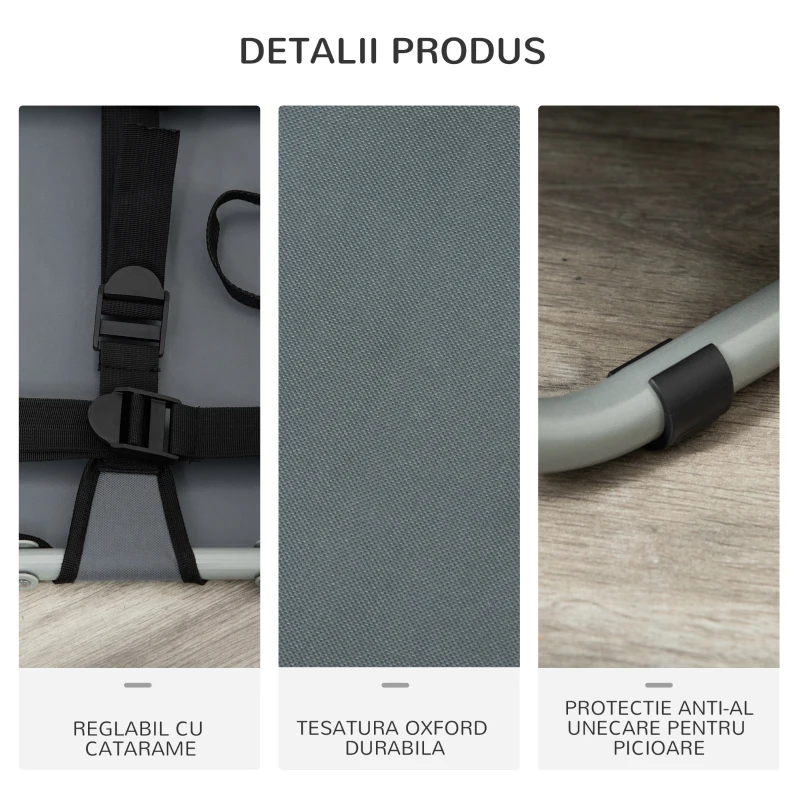 PawHut Patut pentru Caini Pliabil din Otel si Material Oxford pentru Interior si Exterior 59x46x15cm Gri