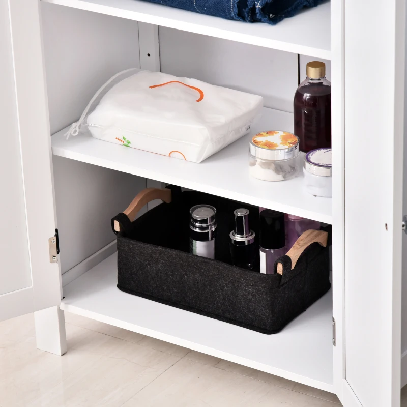 kleankin Badschrank Badezimmerschrank Badregal Kommode Standschrank 2 verstellbare Regale Holz MDF Weiß 60 x 30 x 80 cm