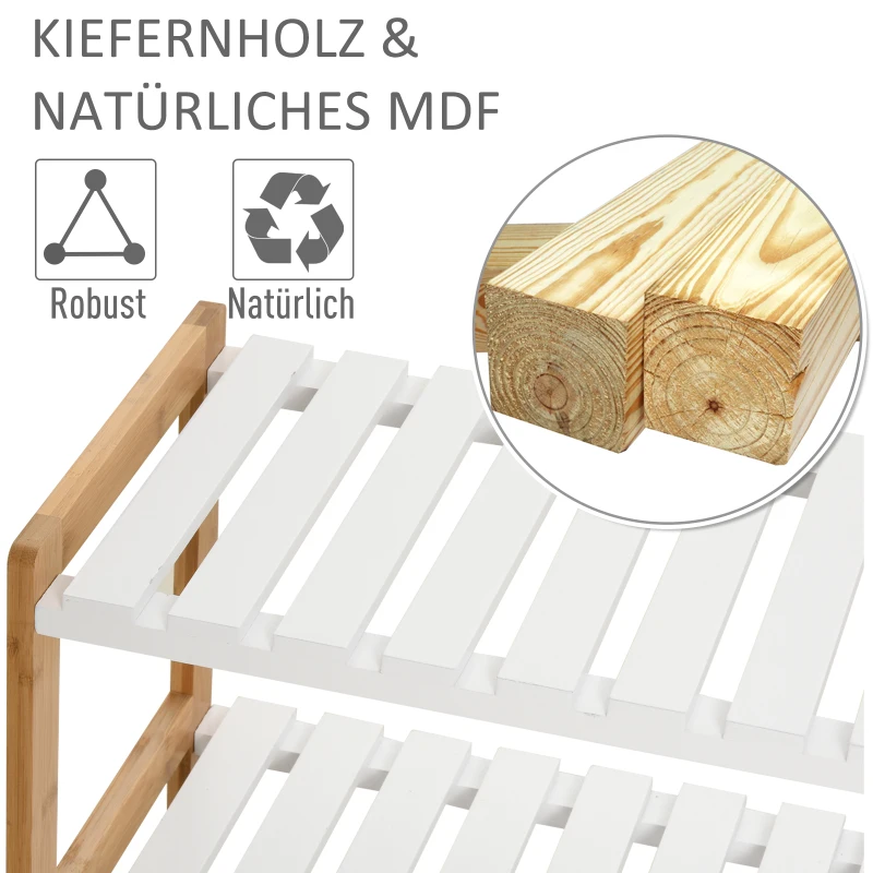 Stojak na buty sosnowy Schowek na buty z 3 półkami Regał łazienkowy Szafka na buty