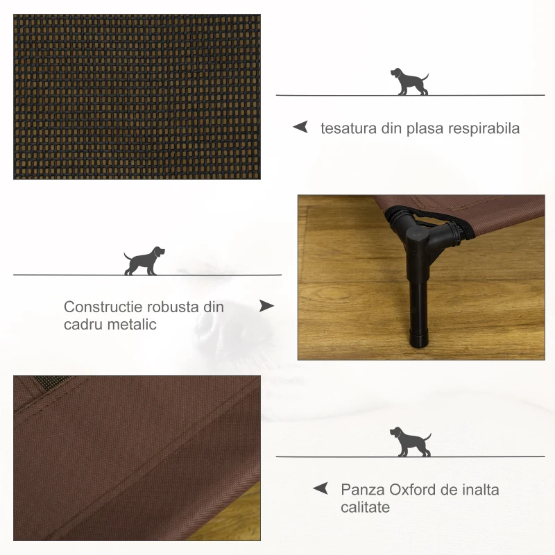 PawHut Sezlong pentru Caini Mari di Metal si Panza Oxford Transpiranta