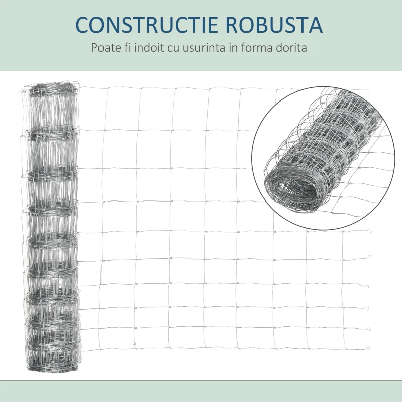 Pawhut Rola Plasa Zincata 26,1 m – Gard Siguranta pentru Animale
